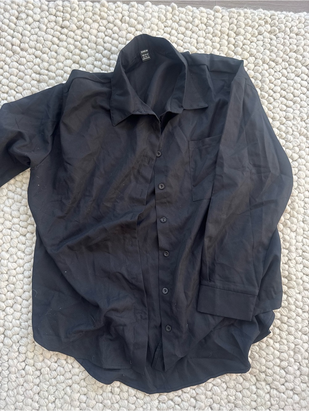 SHEIN Black Collared Button Shirt